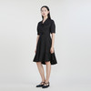 谜底纯色中长款连衣裙2023春季新款简约翻领中长裙短袖231ML0090 商品缩略图1