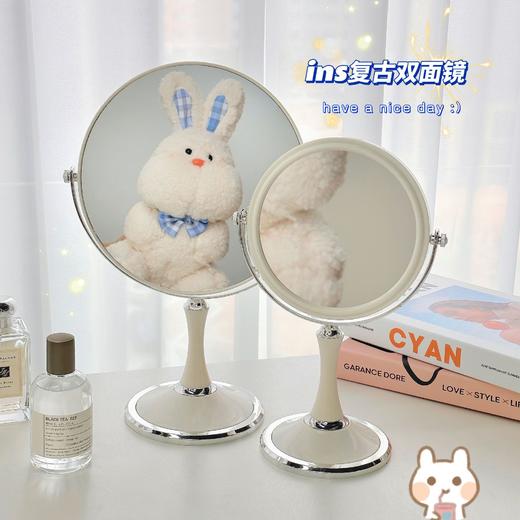 【ins复古双面镜！可旋转】360度旋转6寸梳妆镜公主镜子桌面3倍放大台式双面化妆镜 商品图1