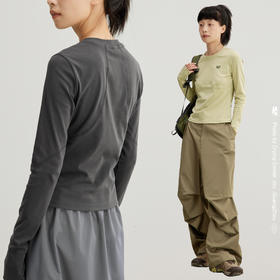 CryingCenter 浅黄深灰 运动芭蕾紧身瑜伽打底长袖tee