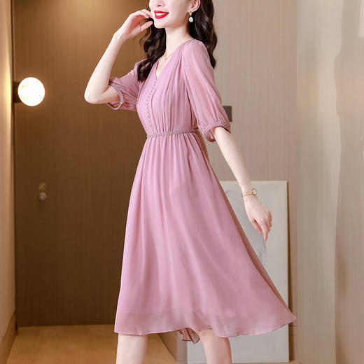 时尚气质感纯色显白长裙AHM-yjr1897 商品图0