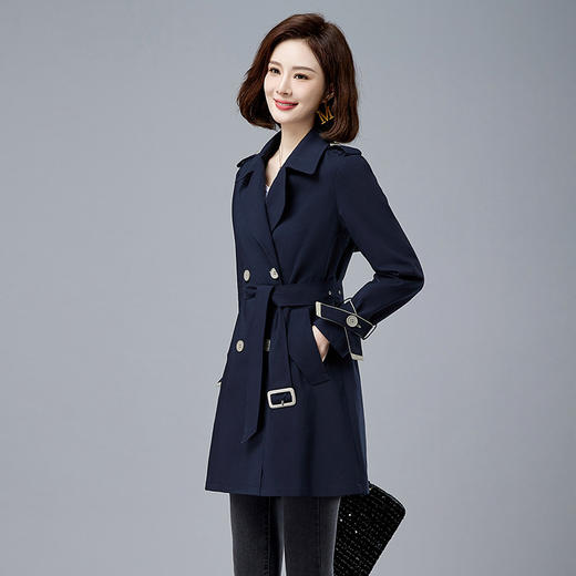 纯色风衣韩版中长款感英伦风休闲小个子大衣HR-WM89069 商品图3