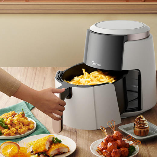 美的（Midea）低油空气炸锅5升断电保护食品级不沾涂层少油炸锅MF-KZC5008(KZC5008W)【ZMD安心系列】 商品图3
