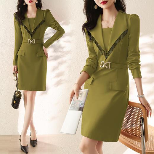 长袖连衣裙春装新款，收腰显瘦气质时尚大方简约个性包臀裙HR-WH25689 商品图3