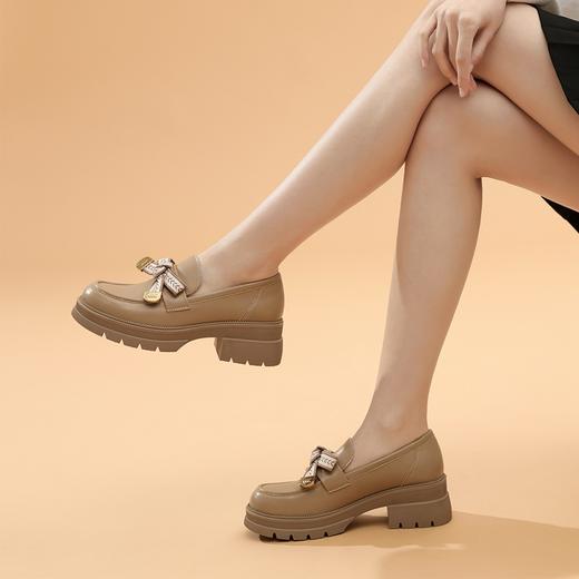 ZHR麦穗蝴蝶结乐福鞋厚底单鞋百搭英伦小皮鞋女2023春季新款 商品图2