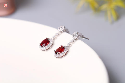 【梦影】石榴石耳饰 商品图2