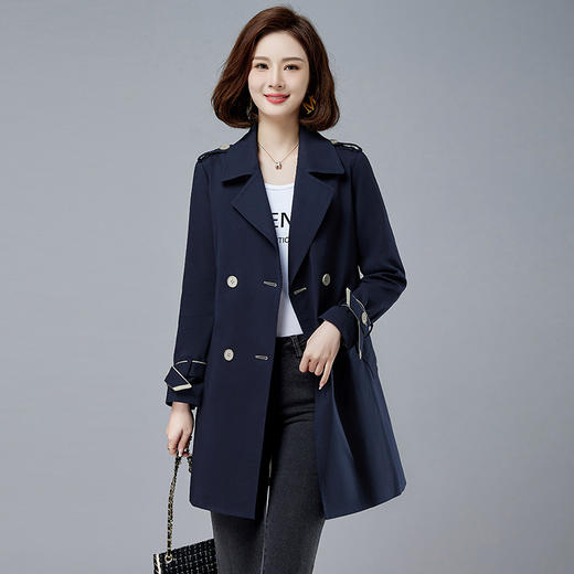 纯色风衣韩版中长款感英伦风休闲小个子大衣HR-WM89069 商品图0