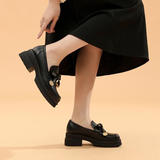 ZHR麦穗蝴蝶结乐福鞋厚底单鞋百搭英伦小皮鞋女2023春季新款 商品图5