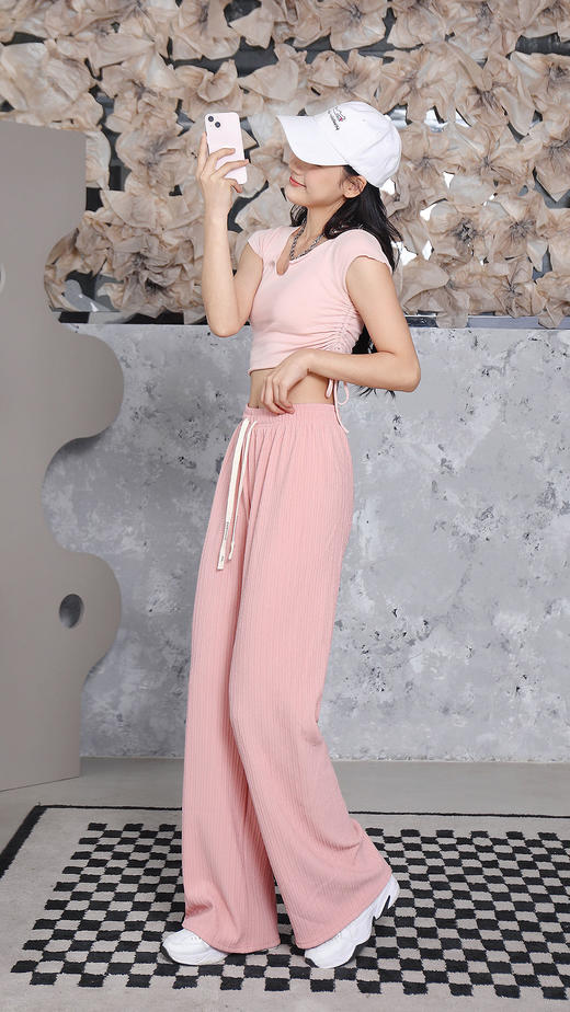 香小狐-2023春夏新款云朵宅版阔腿直筒裤松紧腰百搭日常 商品图3