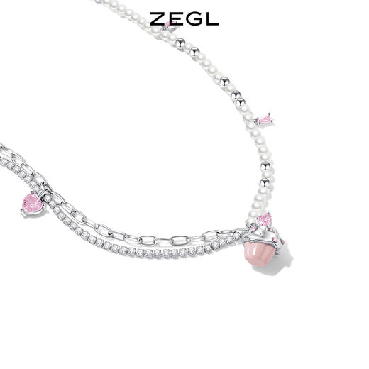 ZEGL设计师奶油少女系列纸杯蛋糕项链女高级感人造珍珠锁骨链配饰 商品图3