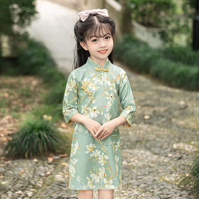 女童汉服中式改良旗袍，演出服儿童古风仙连衣裙PJX-BD中袖玉兰