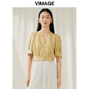 VIMAGE纬漫纪夏季新品宫廷袖简约大方短款小上衣V1913545 商品缩略图0