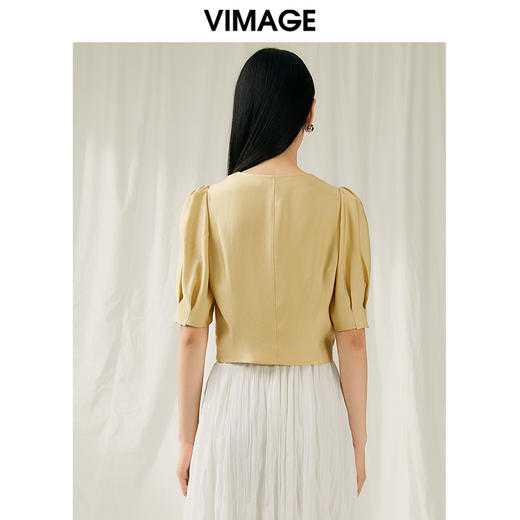 VIMAGE纬漫纪夏季新品宫廷袖简约大方短款小上衣V1913545 商品图5