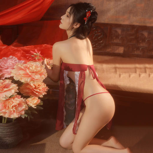 【叁艳妖饶】情趣内衣 荷叶 纱帘 旗袍 睡衣 套装 性趣 调情 制服 型号：6889t2302 商品图6