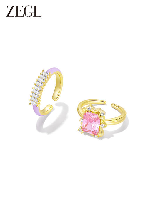 ZEGL设计师早春调色盘系列粉色戒指女小众设计高级感指环食指戒子 商品图2