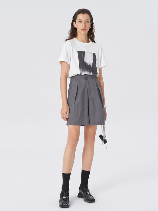 Self Who2023新款亲肤舒适圆领微宽松趣味抽象印花纯棉短袖T恤女 商品图1