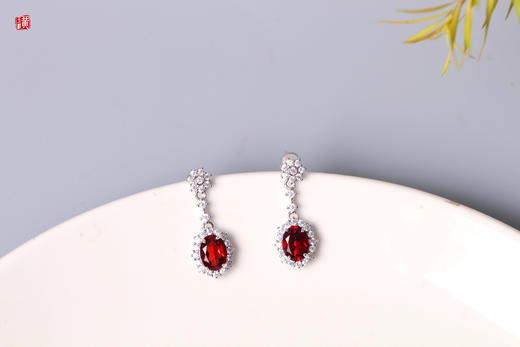 【梦影】石榴石耳饰 商品图0