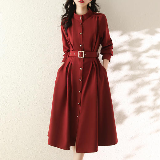 收腰时尚，春装新款连衣裙简约个性气质显瘦长款风衣裙HR-WH25679 商品图5