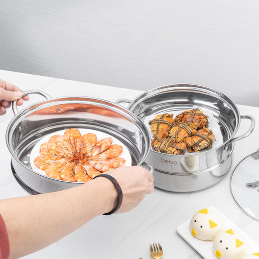 Debo德铂希贝尔蒸锅不锈钢家用蒸笼多功能大容量煮炖蒸汽电磁炉锅 商品图1