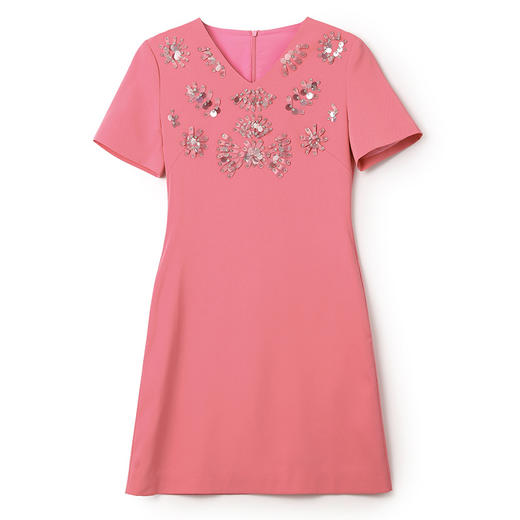 修身显瘦，遮肉气质名媛范新重工钉珠A字连衣裙WLZD-23011001 商品图4