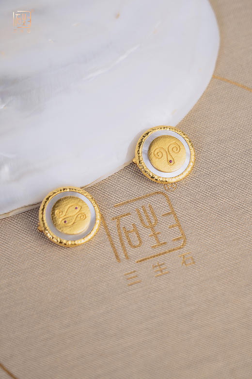 三生石红宝石十二星座贝壳版胸针吊坠袖扣 商品图2