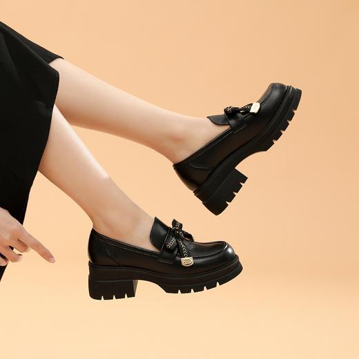 ZHR麦穗蝴蝶结乐福鞋厚底单鞋百搭英伦小皮鞋女2023春季新款 商品图7