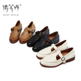 KACEY DEVLIN德芙琳法式复古玛丽珍低跟乐福单鞋女KD8018【72小时内发货，棕色预售7天发货】