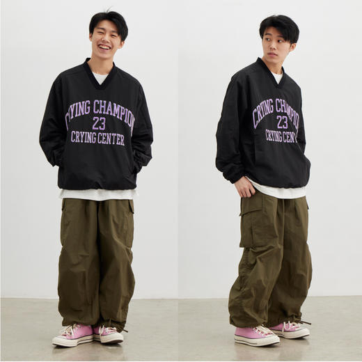 CryingCenter 简约百搭紫色字母黑色足球服宽松休闲男女 哭喊中心 商品图1