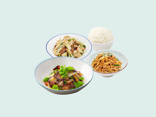 小炒酱肉+咸肉野笋丝+小炒花菜+米饭 商品图0