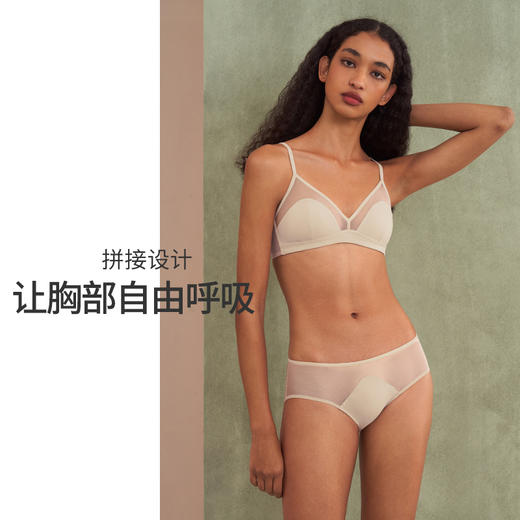 HSIA遐无钢圈内衣女优质乔其复古拼接网纱小胸显胸胸罩防露点文胸 商品图2