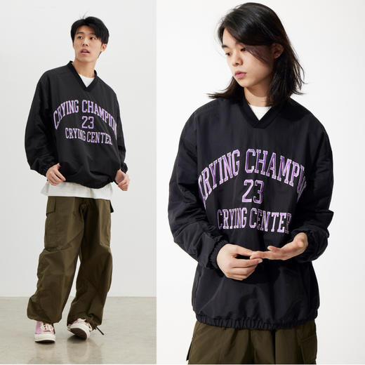 CryingCenter 简约百搭紫色字母黑色足球服宽松休闲男女 哭喊中心 商品图2