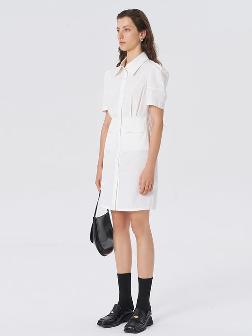 Self Who2023新品透气舒适防透半身裙醋酸白色极简衬衫连衣裙子 商品图1