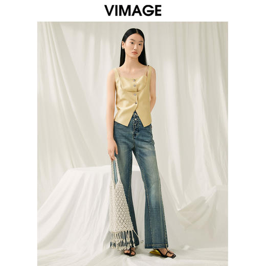 VIMAGE纬漫纪夏季新款百搭显瘦设计感小众小上衣V1913544 商品图1