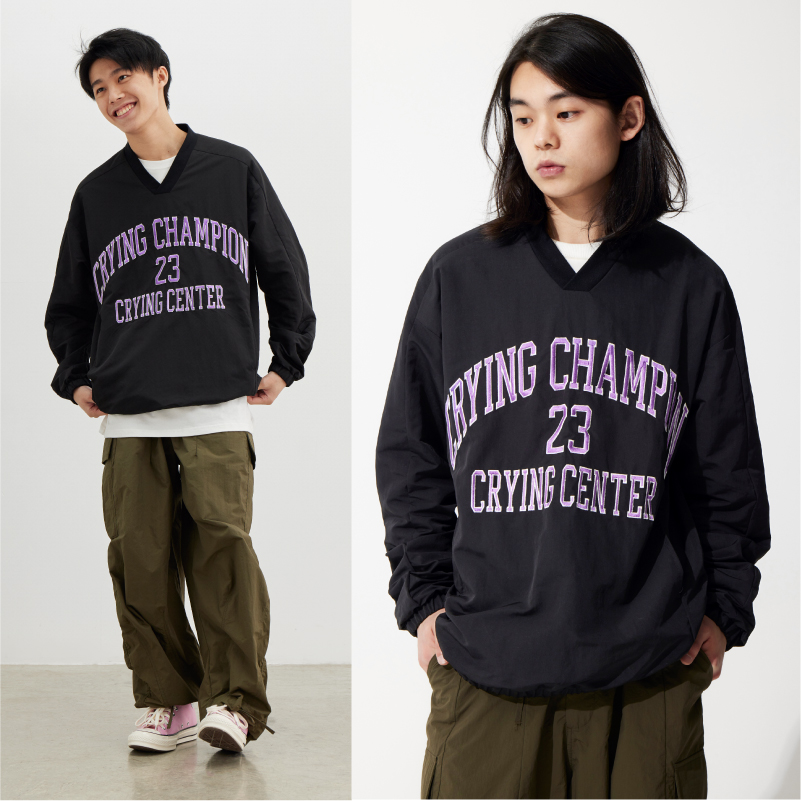 CryingCenter 简约百搭紫色字母黑色足球服宽松休闲男女 哭喊中心