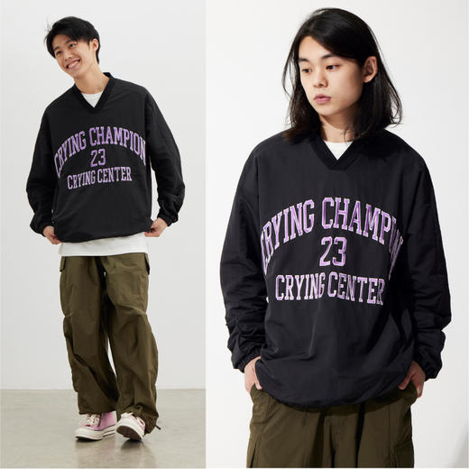 CryingCenter 简约百搭紫色字母黑色足球服宽松休闲男女 哭喊中心 商品图0