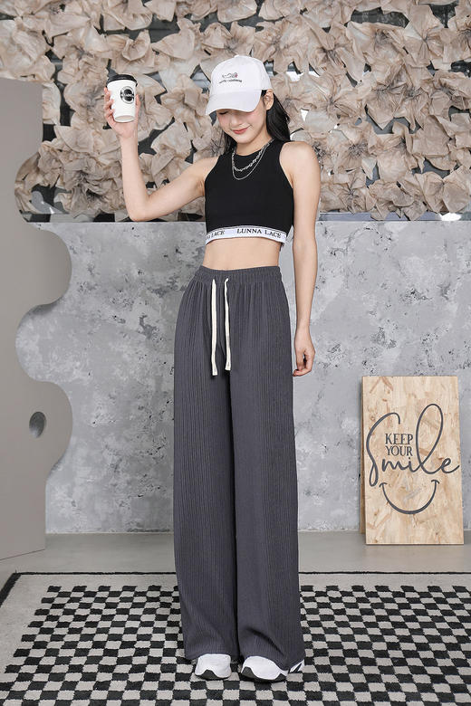 香小狐-2023春夏新款云朵宅版阔腿直筒裤松紧腰百搭日常 商品图2