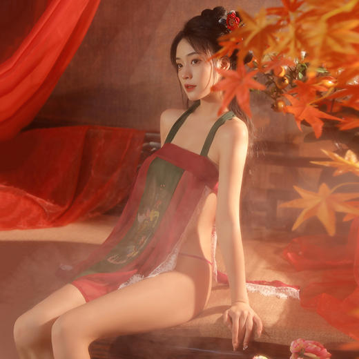 【叁艳妖饶】情趣内衣 荷叶 纱帘 旗袍 睡衣 套装 性趣 调情 制服 型号：6889t2302 商品图4