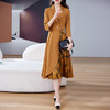 时尚简约中长款通勤半褶皱拼接下摆修身连衣裙HR-WL6079 商品缩略图2