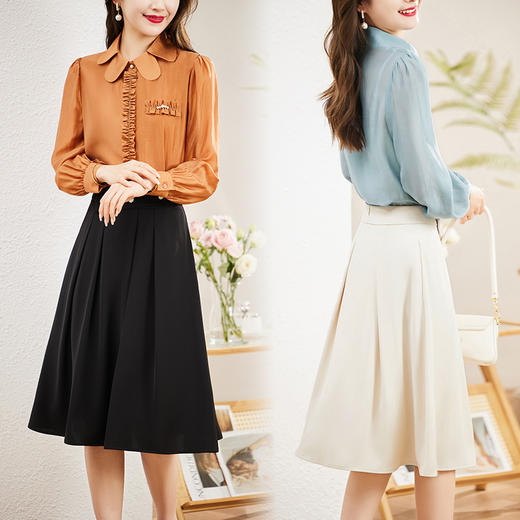春新款褶皱拼接钉珠点缀名媛气质休闲时尚修身显瘦两件套HR-MLJL8020 商品图3