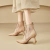 春季新款，时尚系带款网纱拼接运动底尖头高跟短靴CZ-CZ375 商品缩略图2