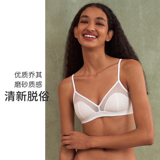 HSIA遐无钢圈内衣女优质乔其复古拼接网纱小胸显胸胸罩防露点文胸 商品图4