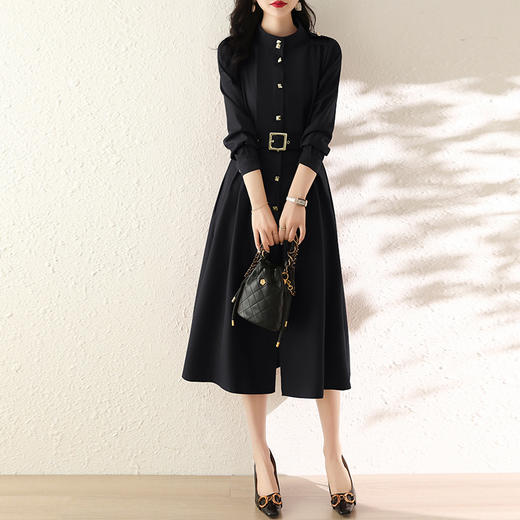 收腰时尚，春装新款连衣裙简约个性气质显瘦长款风衣裙HR-WH25679 商品图7