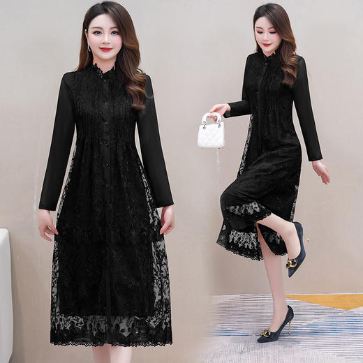 春装新款，中长款喜婆婆裙子蕾丝连衣裙QYM-HD23A06 商品图7