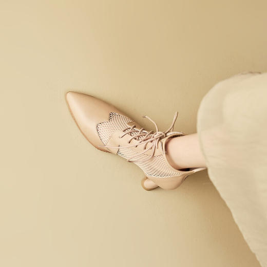 春季新款，时尚系带款网纱拼接运动底尖头高跟短靴CZ-CZ375 商品图5