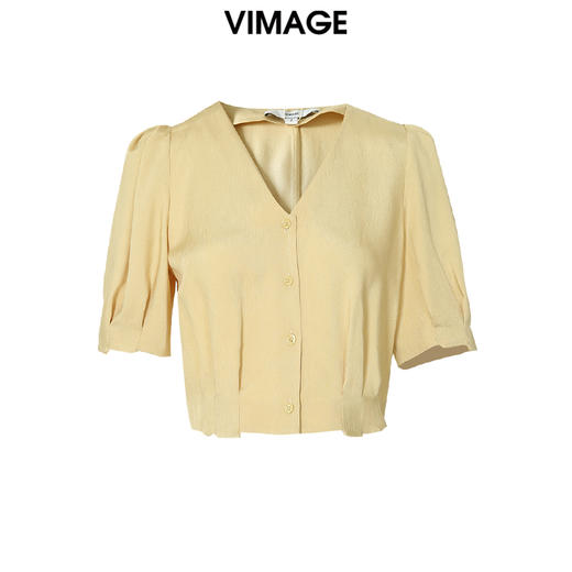 VIMAGE纬漫纪夏季新品宫廷袖简约大方短款小上衣V1913545 商品图6