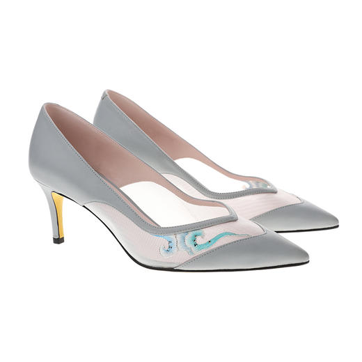 sheme新中式云上系列纱网刺绣水晶点缀优雅女士高跟鞋可定制 商品图11