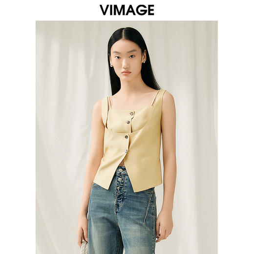 VIMAGE纬漫纪夏季新款百搭显瘦设计感小众小上衣V1913544 商品图0