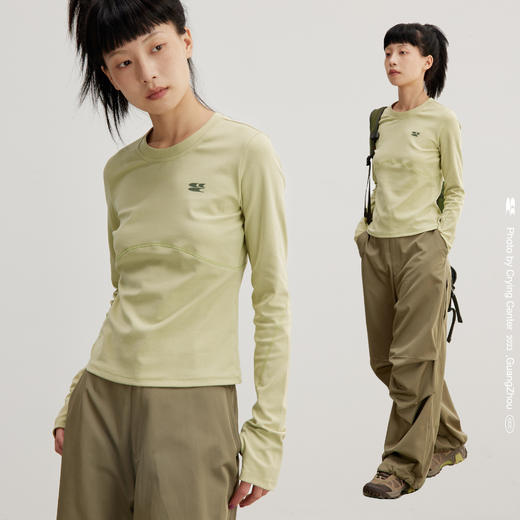 CryingCenter 浅黄深灰 运动芭蕾紧身瑜伽打底长袖tee 商品图2