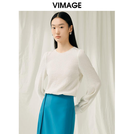 VIMAGE纬漫纪春季季新品圆领简约大方小上衣V1913547 商品图3