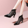 漆皮尖头花朵水钻粗跟，网纱透气凉靴JJ-D868 商品缩略图1