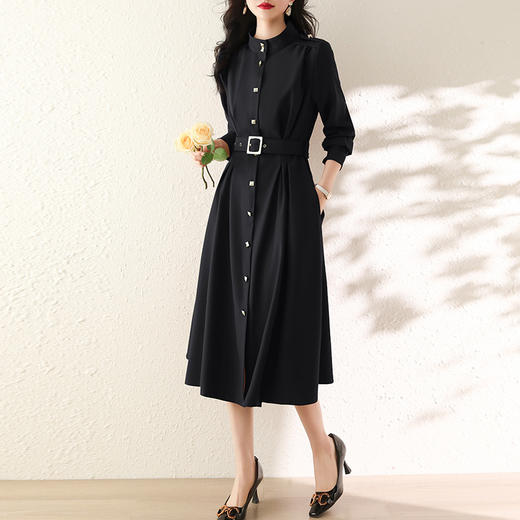 收腰时尚，春装新款连衣裙简约个性气质显瘦长款风衣裙HR-WH25679 商品图3
